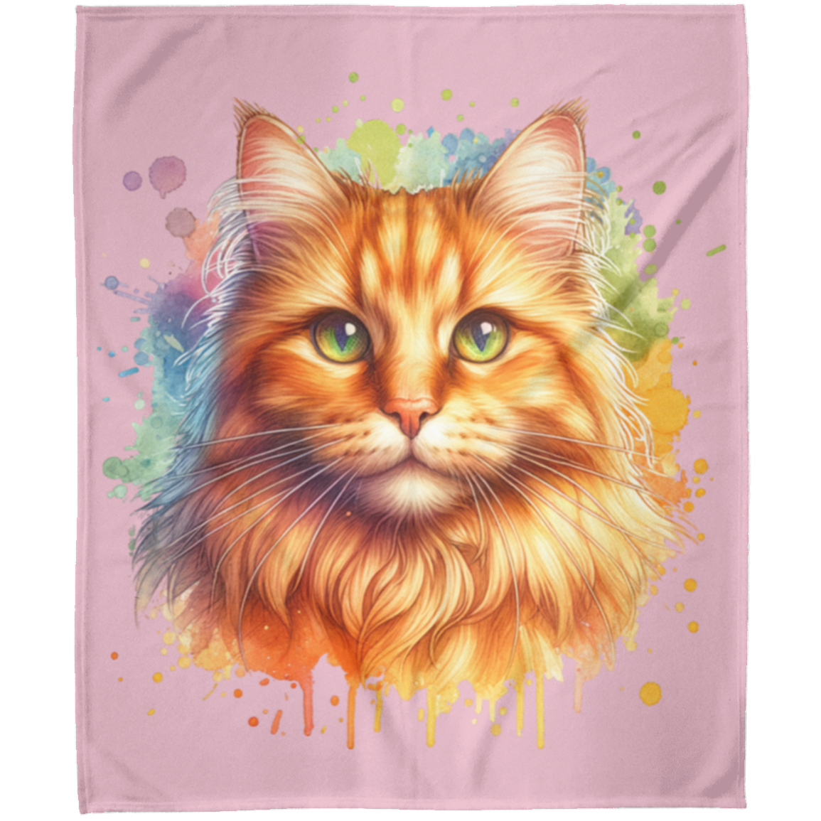 Orange Tabby Cat Fleece Blankets