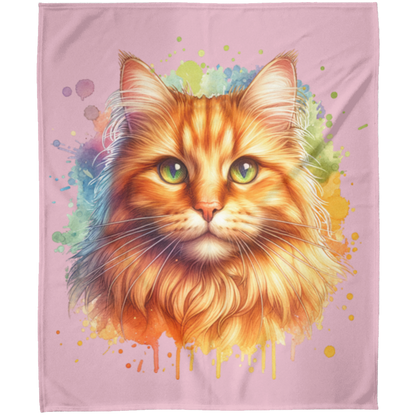 Orange Tabby Cat Fleece Blankets