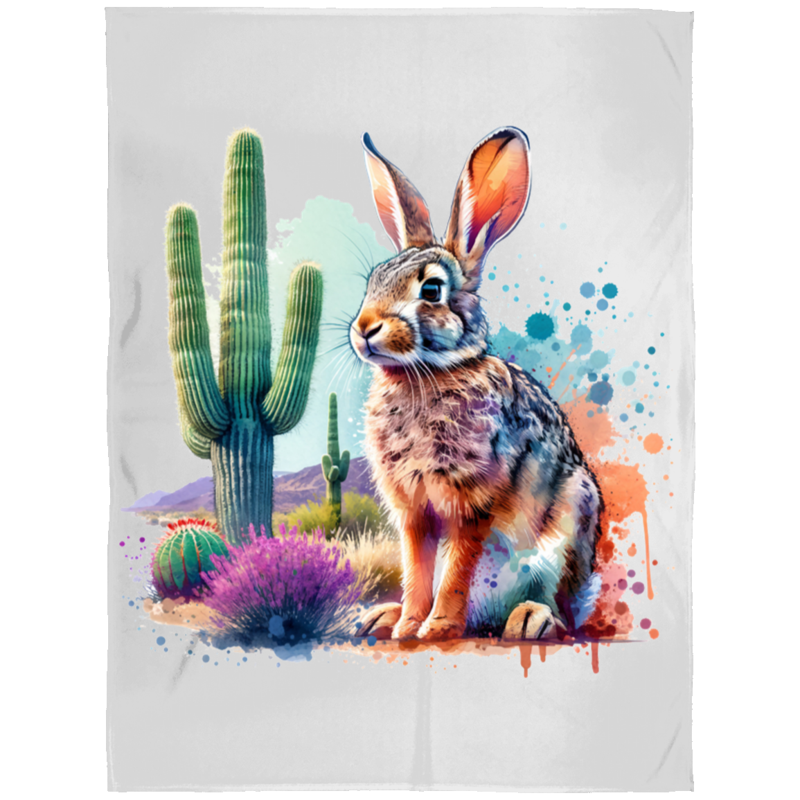 Jackrabbit with Saguaro Fleece Blankets