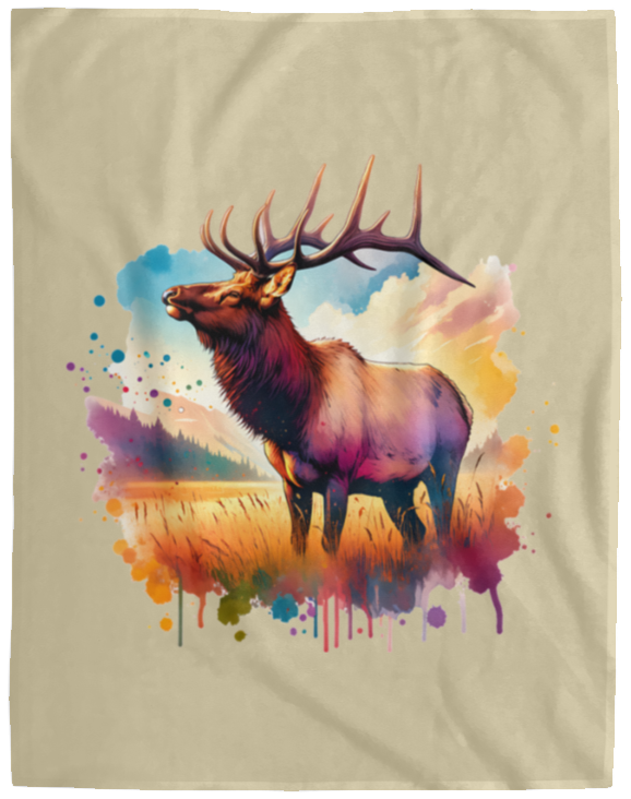 Roosevelt Elk in Field Fleece Blankets