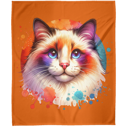 Longhair Tortie Point Cat Fleece Blankets