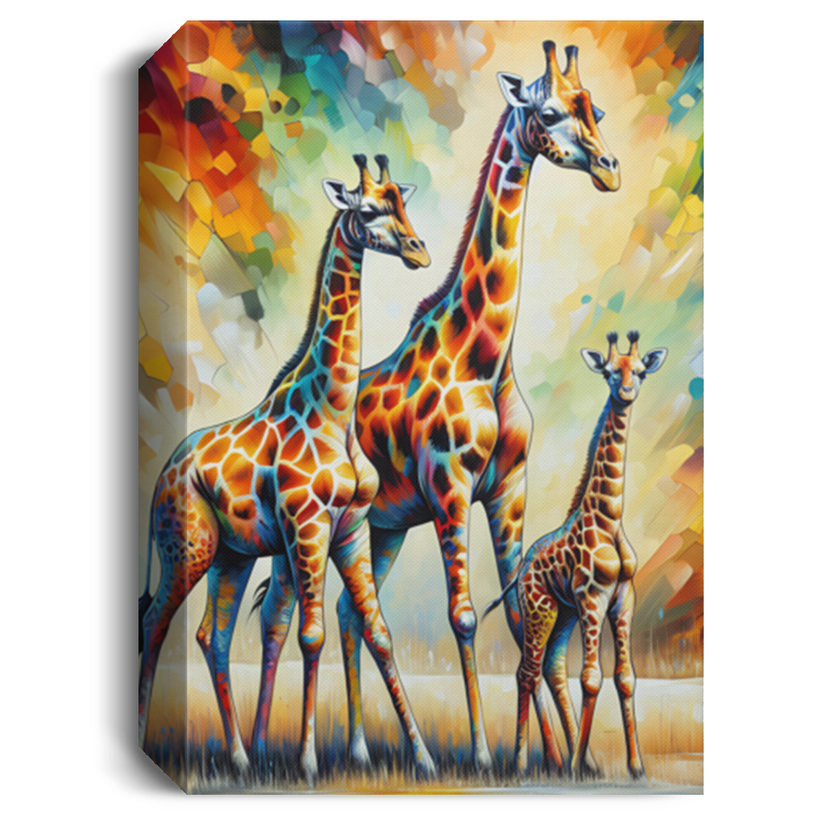 Giraffe Family on Savannah Canvas Art Prints