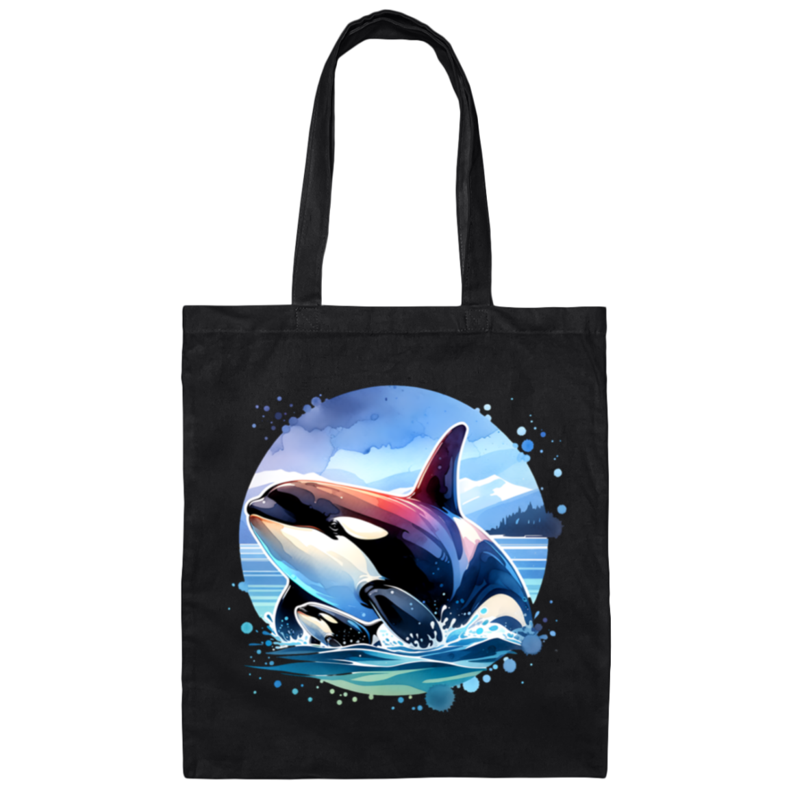 Orca and Calf in Strait of Juan de Fuca Canvas Tote Bag