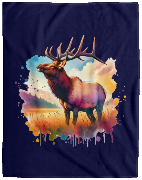 Roosevelt Elk in Field Fleece Blankets