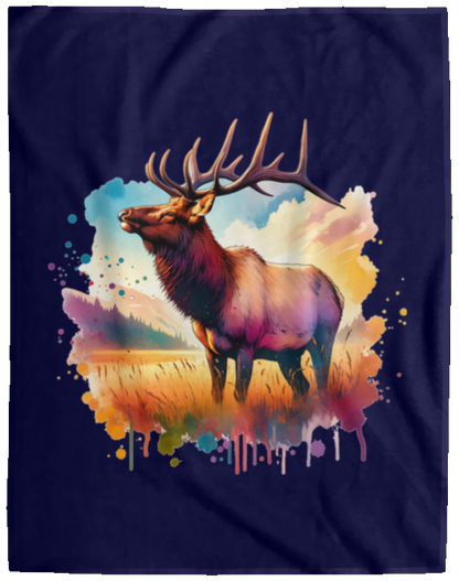 Roosevelt Elk in Field Fleece Blankets