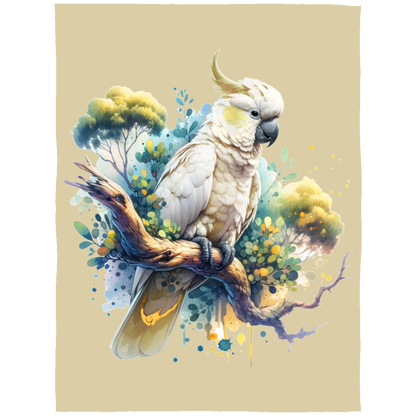 Cockatoo in Tree Fleece Blankets