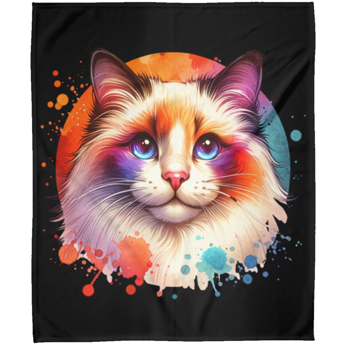 Longhair Tortie Point Cat Fleece Blankets