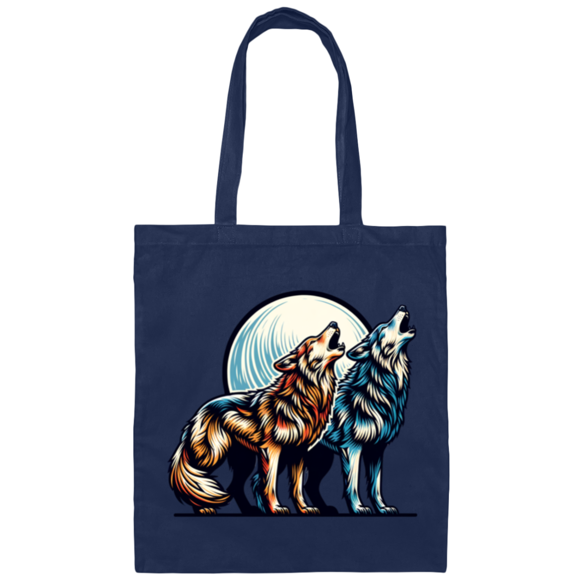 Wolf Pair Howling Canvas Tote Bag