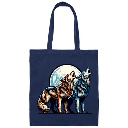 Wolf Pair Howling Canvas Tote Bag