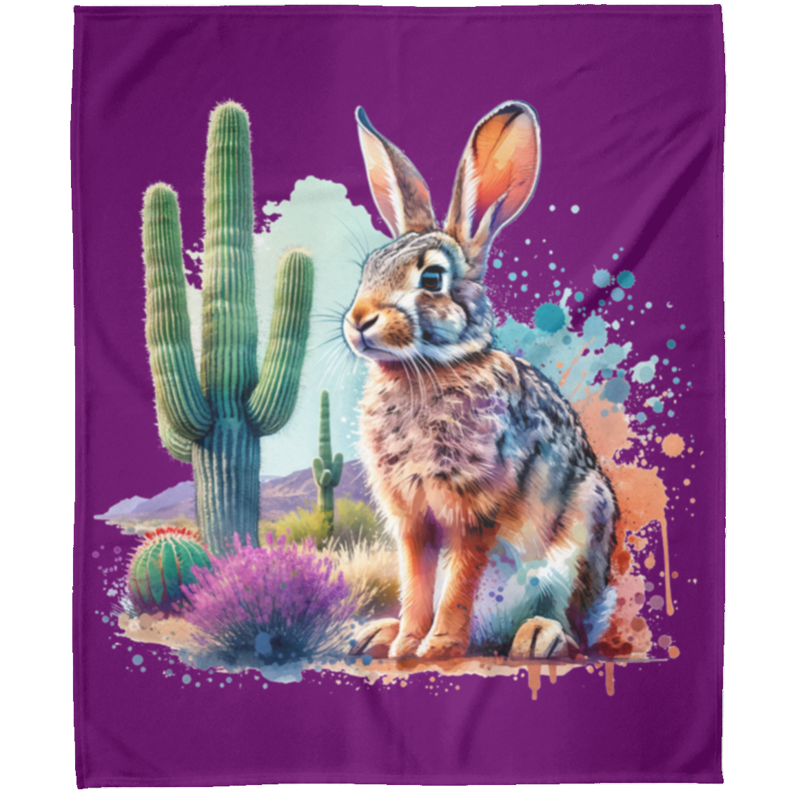 Jackrabbit with Saguaro Fleece Blankets