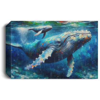 Humpback Whale and Calf - Canvas Art Prints