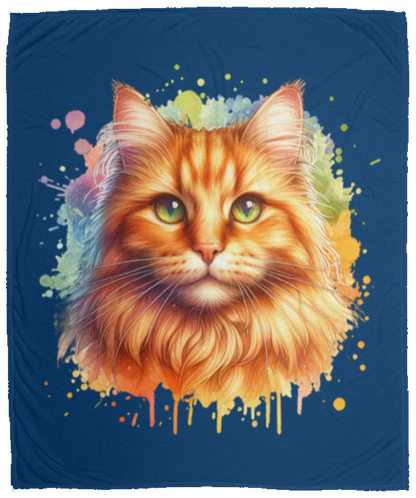 Orange Tabby Cat Fleece Blankets