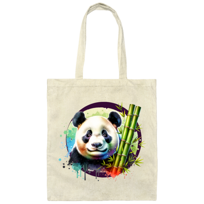 Panda with Bamboo Canvas Tote Bag