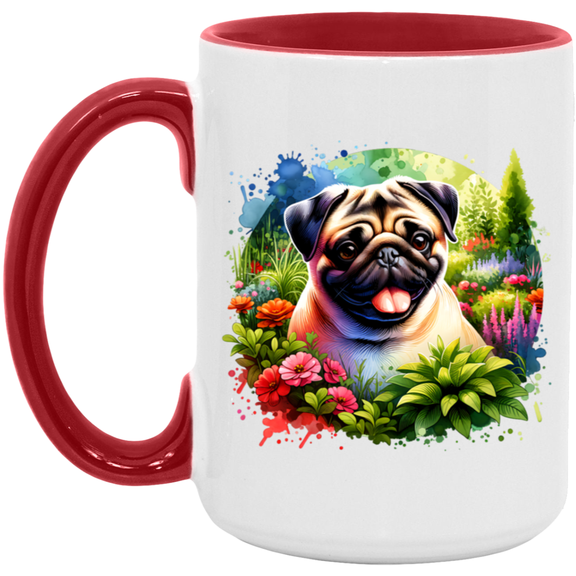 Pug in Garden Mugs