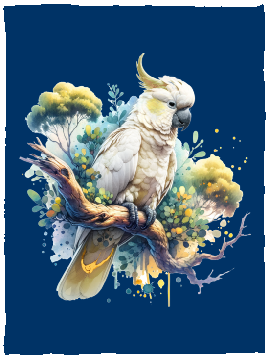 Cockatoo in Tree Fleece Blankets