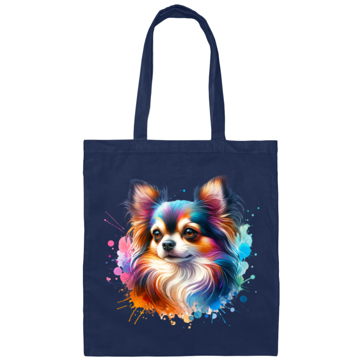 Longhair Tricolor Chihuahua - Canvas Tote Bag