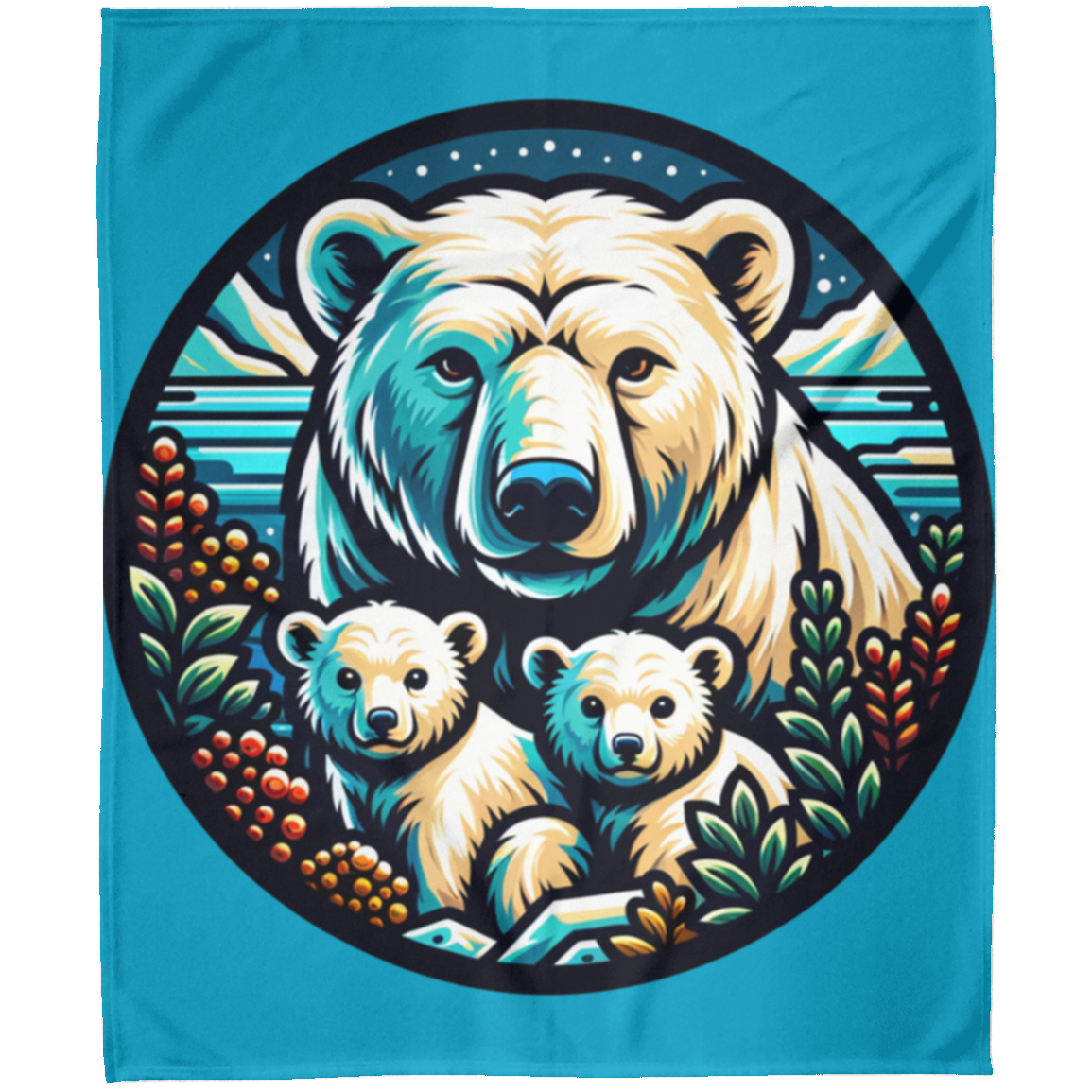 Polar Bear Circle Fleece Blankets