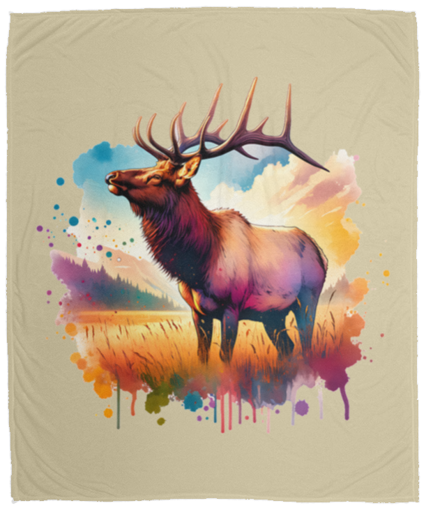 Roosevelt Elk in Field Fleece Blankets