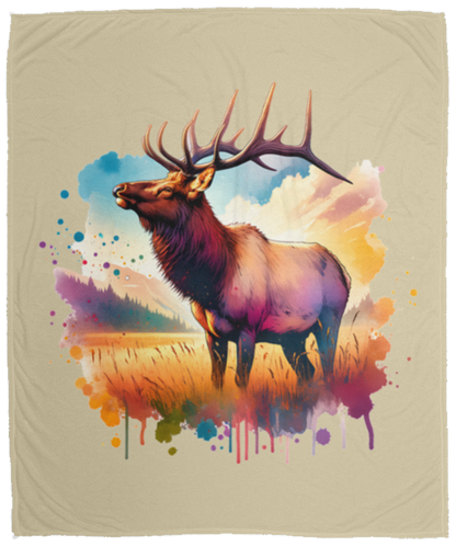 Roosevelt Elk in Field Fleece Blankets