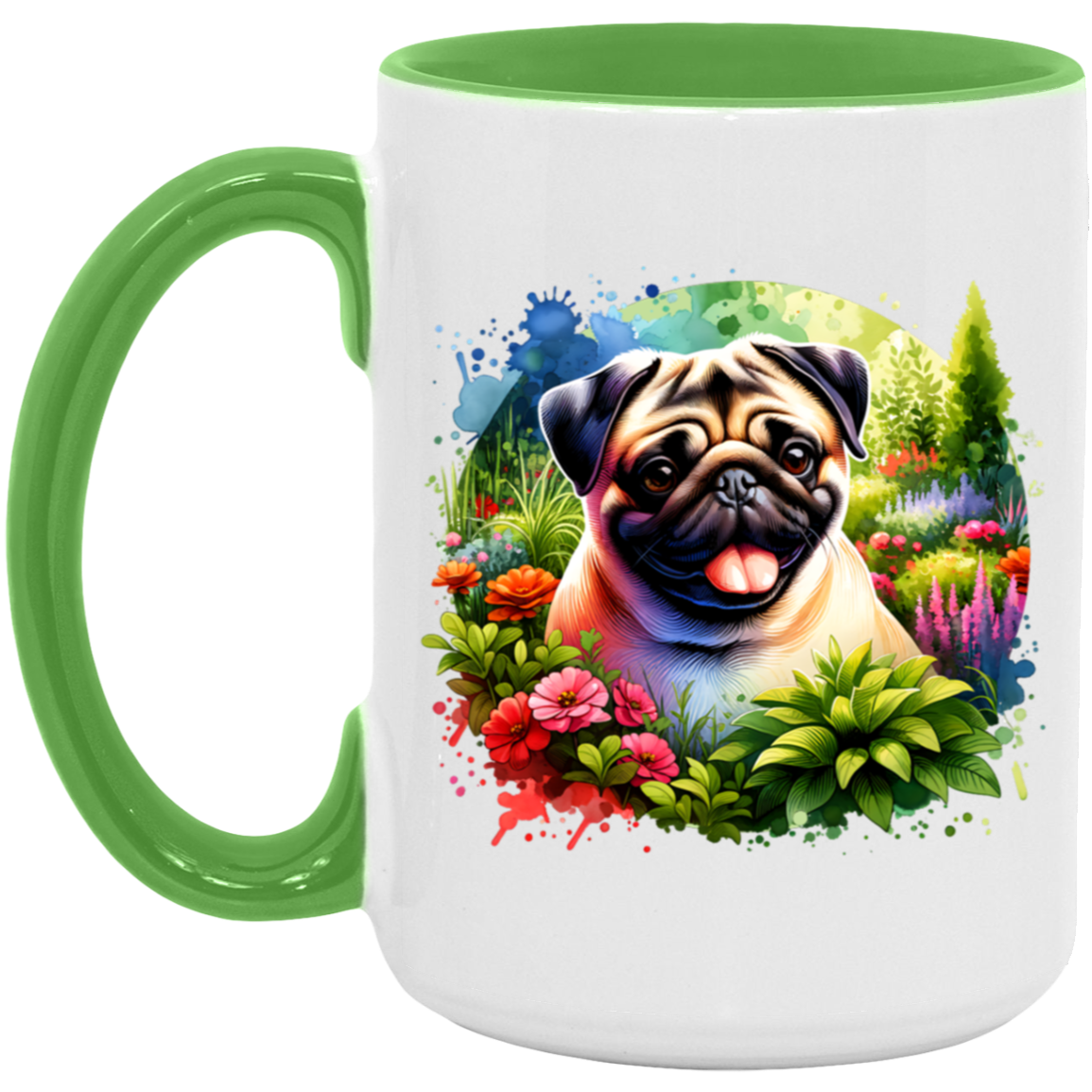 Pug in Garden Mugs