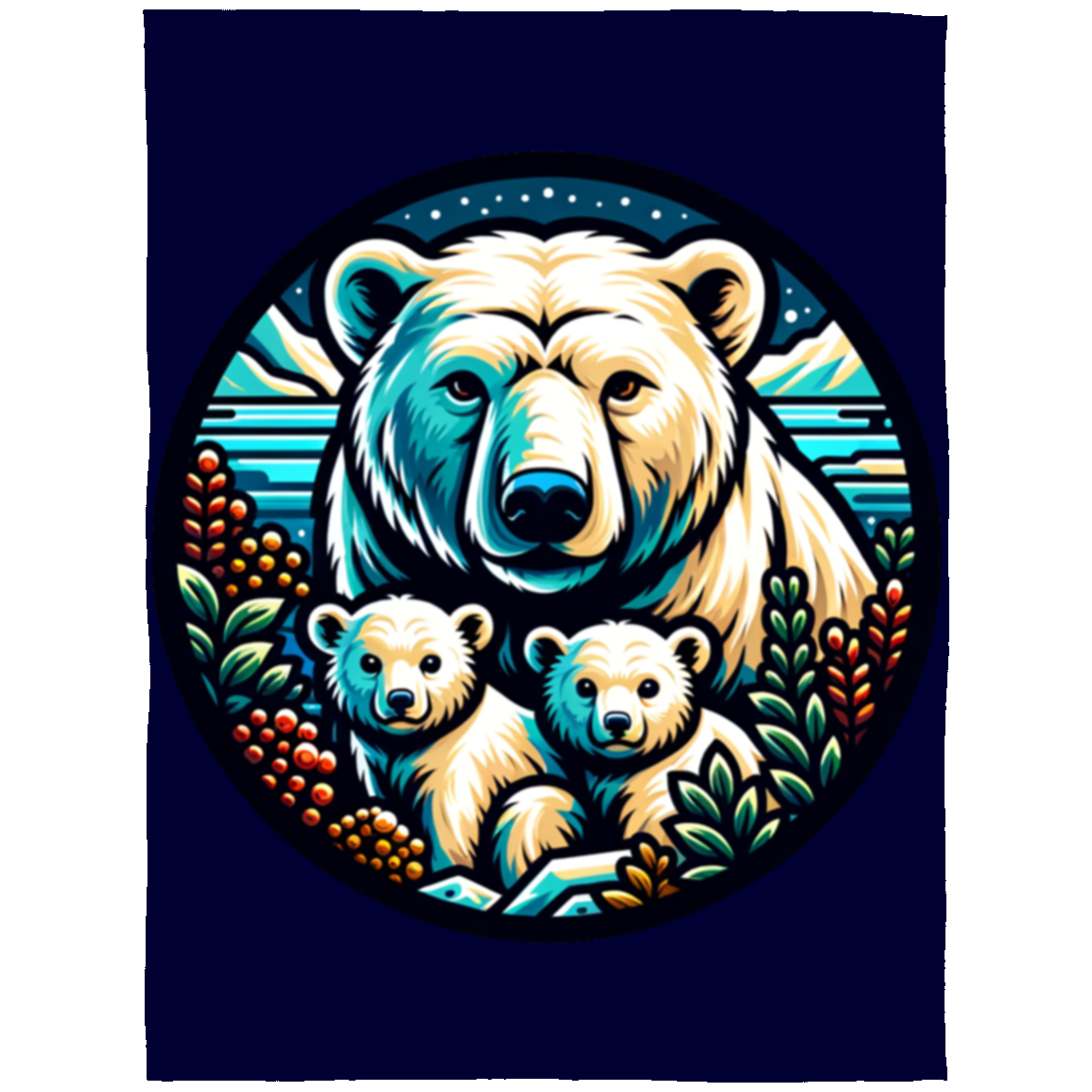 Polar Bear Circle Fleece Blankets