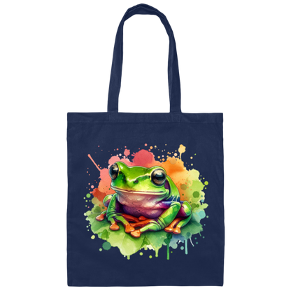 Watercolor Treefrog Canvas Tote Bag