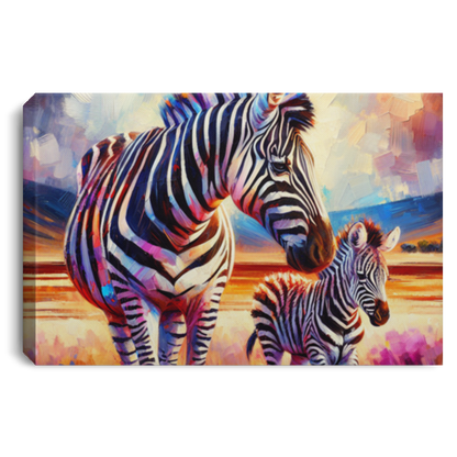 Zebra and Foal - Canvas Art Prints