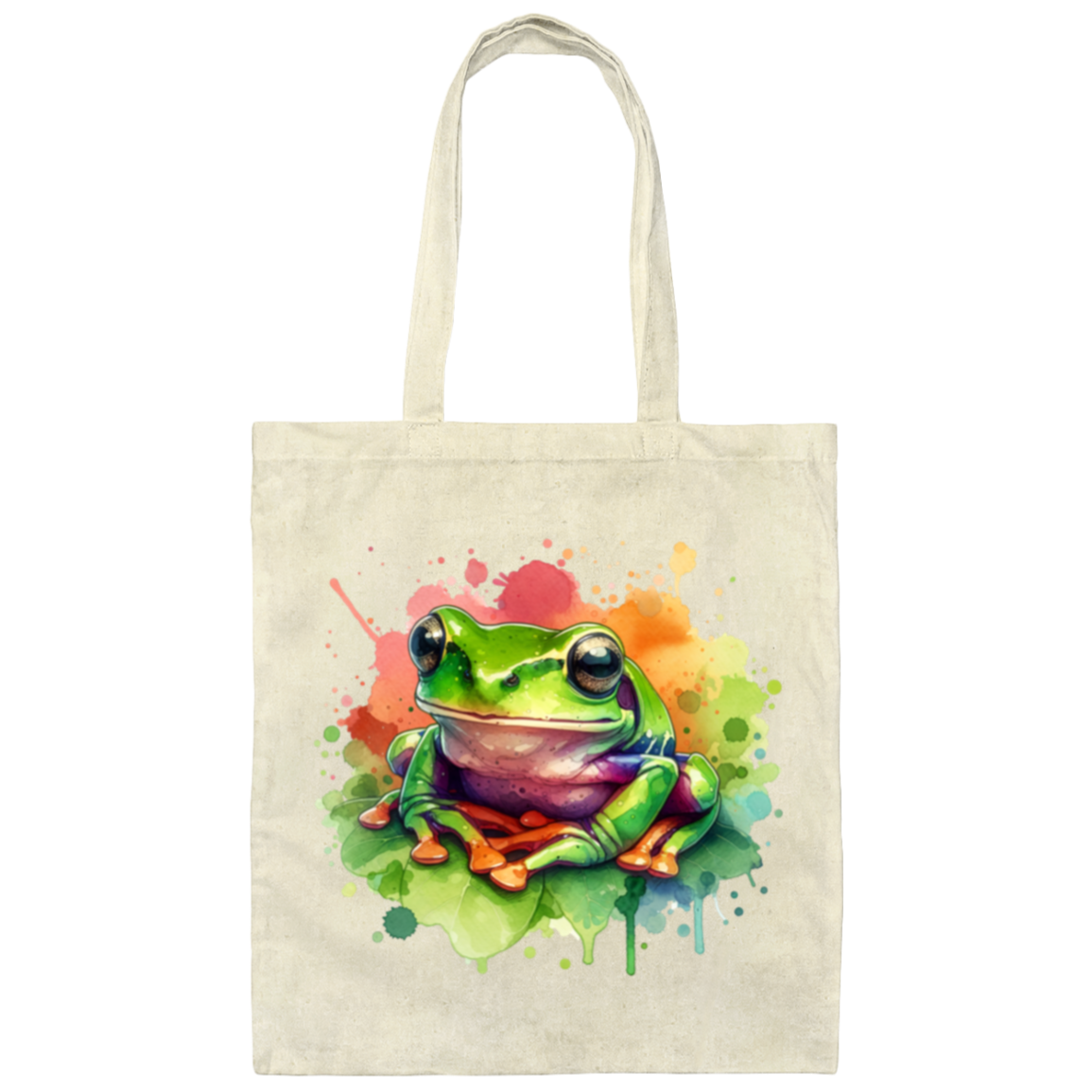 Watercolor Treefrog Canvas Tote Bag