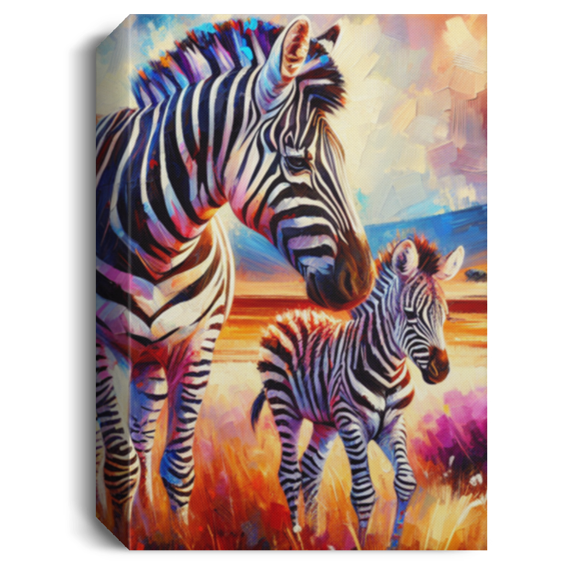 Zebra and Foal - Canvas Art Prints