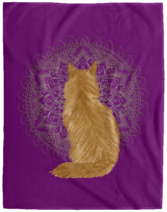 Zen Cat - Longhair Orange Fleece Blankets