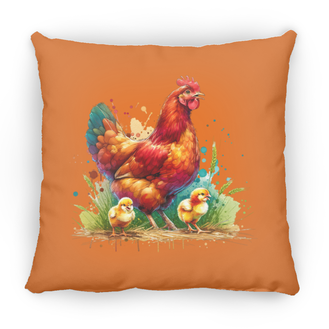 Rhode Island Red Hen with Chicks - Pillows