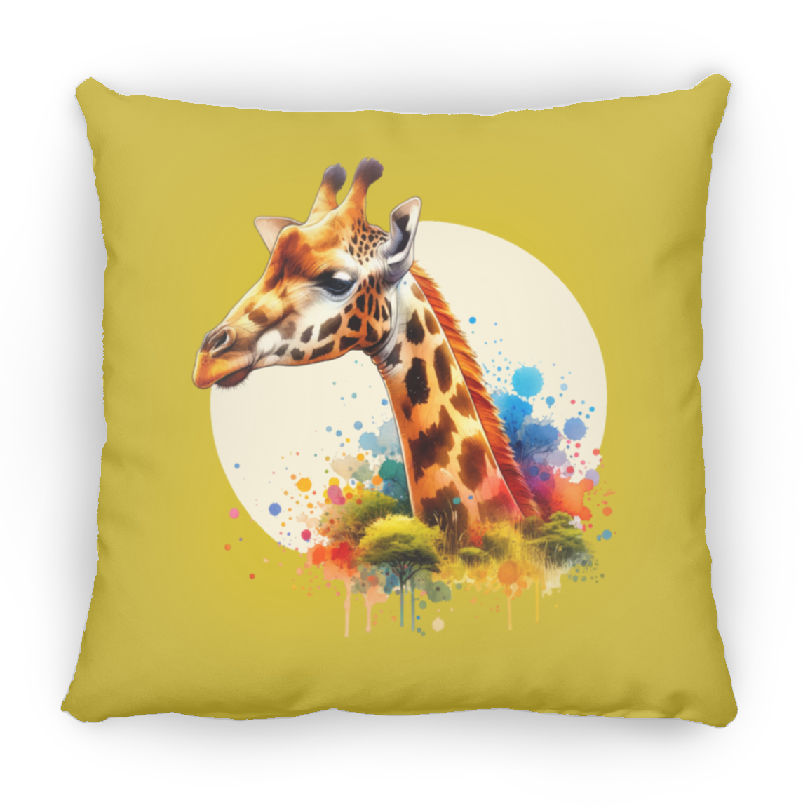 Giraffe Circle Watercolor - Pillows