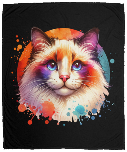 Longhair Tortie Point Cat Fleece Blankets