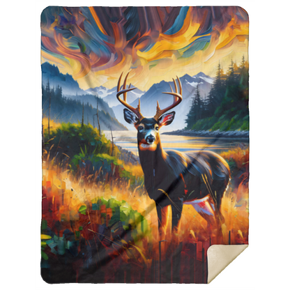 Black Tail Buck in Olympic National Park Premium Sherpa Blankets