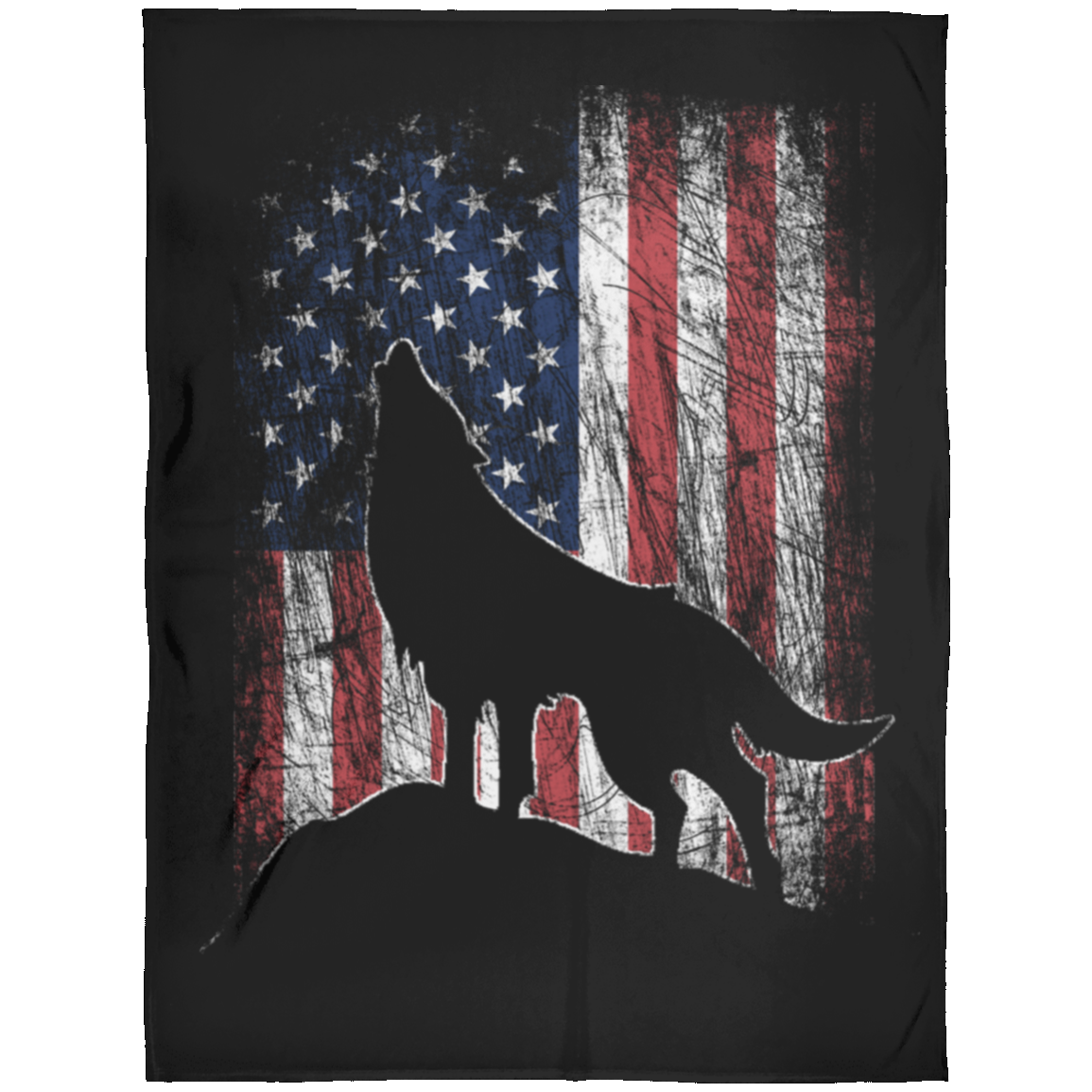 Flag Wolf Blankets